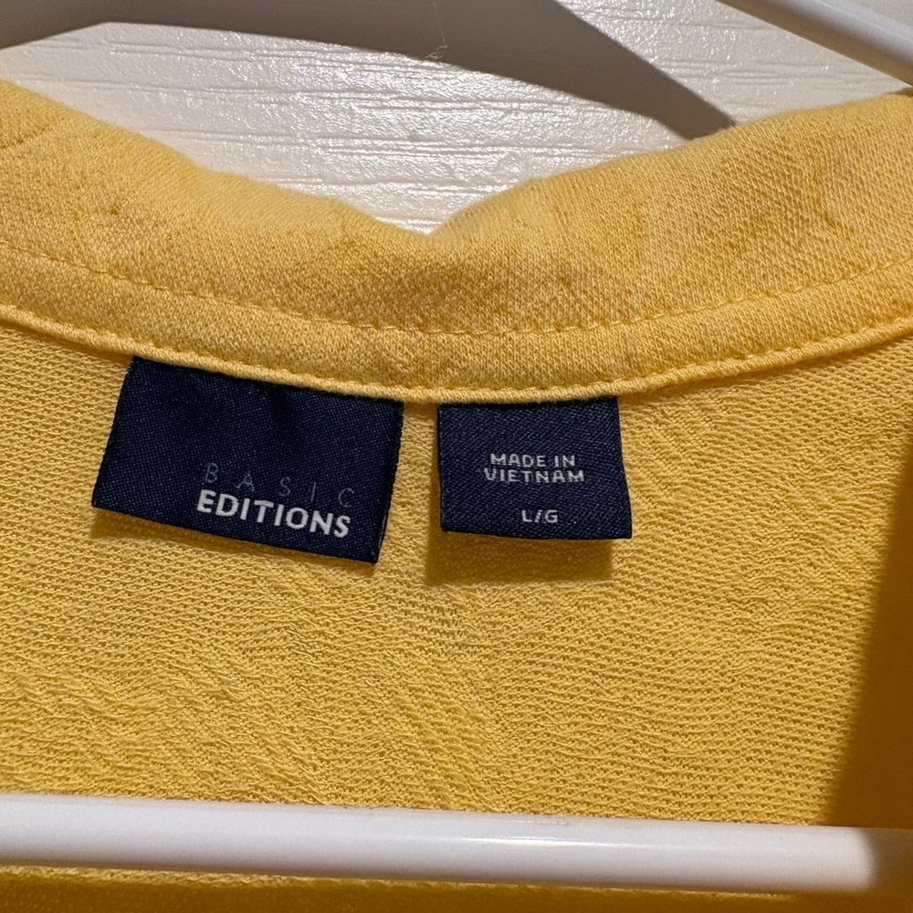 Basic Editions Yellow Textured Polo - Picture 3 of 4